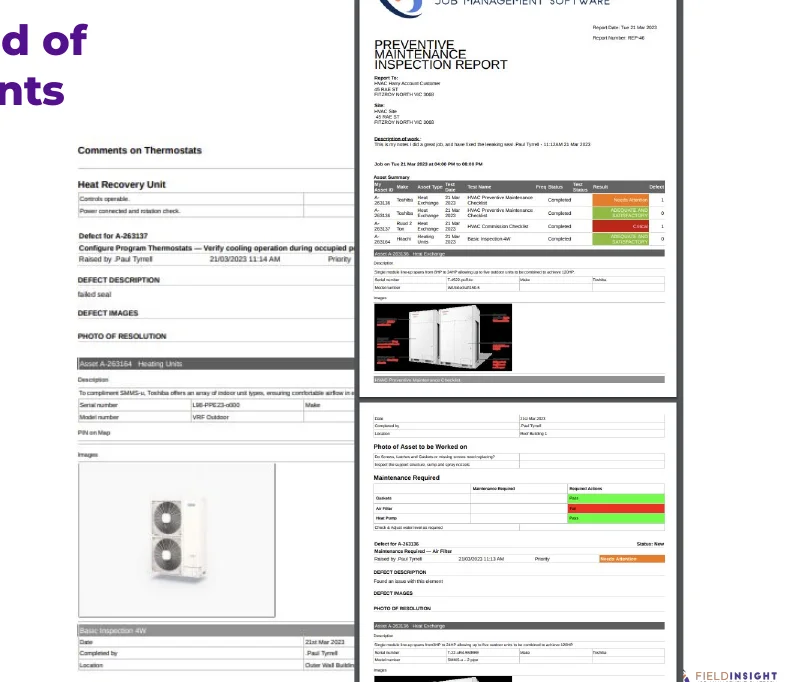 FieldInsight preventive maintenance report for clients